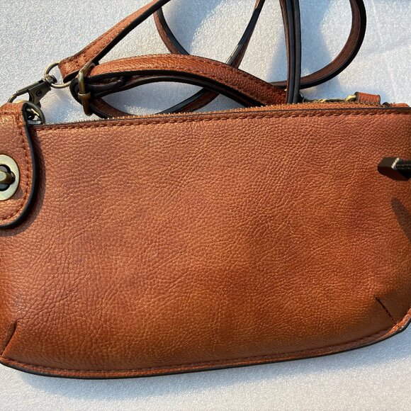 Joy Susan Vegan Leather Wristlet  Clutch Brown - Picture 2 of 11